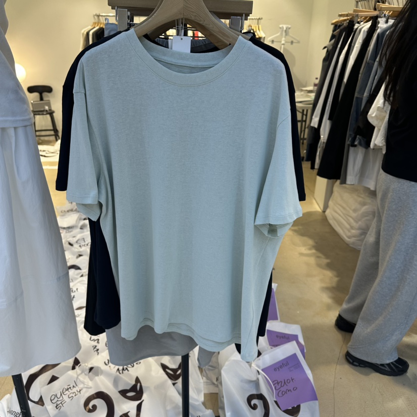 EYEFUL-Q韓國東大門代購女裝新品熱賣休閑26春夏T恤亞麻eyefulT恤圖色4
