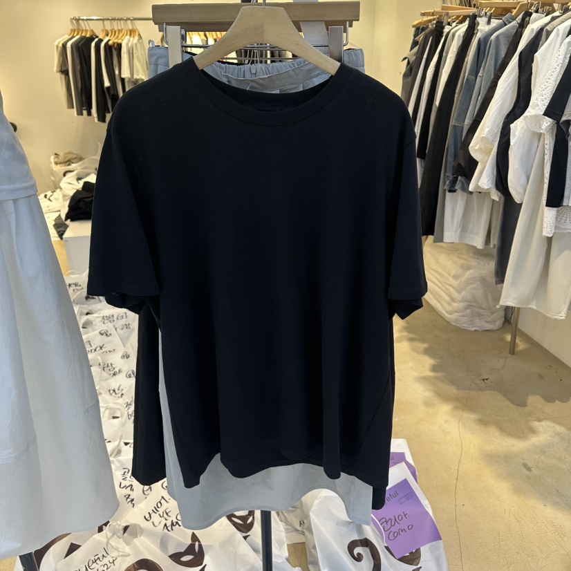 EYEFUL-Q韓國東大門代購女裝新品熱賣休閑26春夏T恤亞麻eyefulT恤圖色6黑色