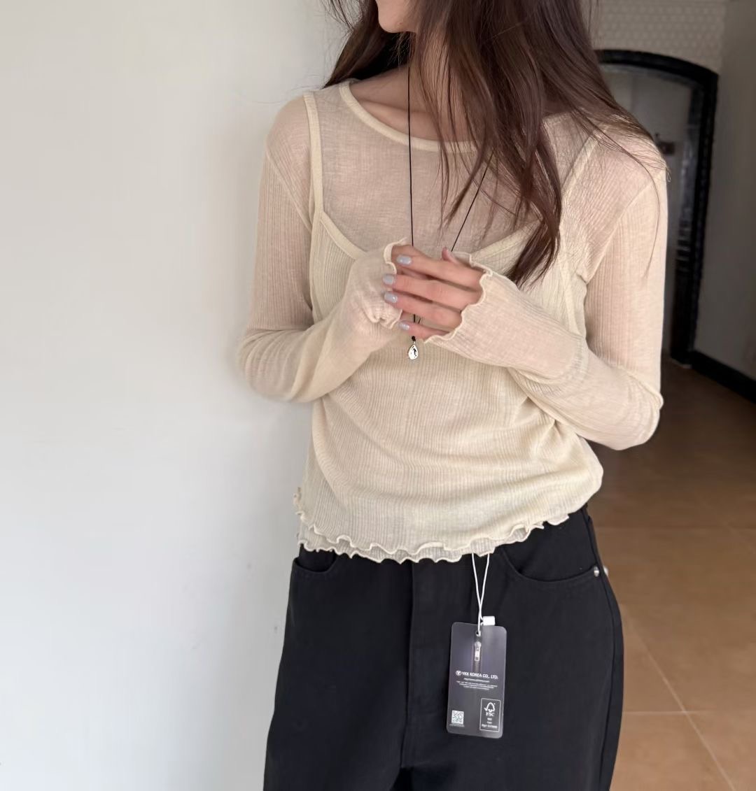 SLEEK-슬릭-OT韓國東大門代購女士新款人氣長袖T恤假兩件SLEEK長袖T恤