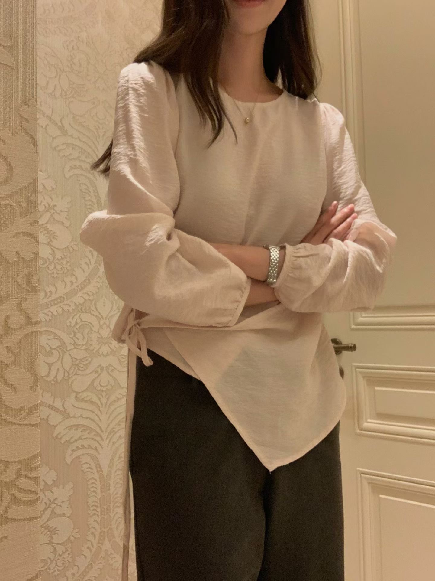 SLEEK-슬릭-OT韓國直郵實拍女士新款時尚休閑襯衫蕾絲衫SLEEK襯衫/蕾絲衫圖色1