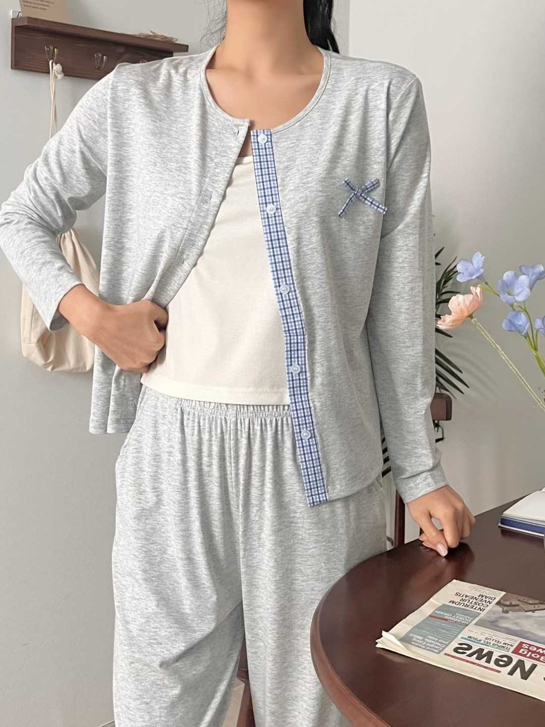 VICTORIA-P韓國直郵女裝新款熱賣休閑推薦時尚睡衣三件套VICTORIA睡衣