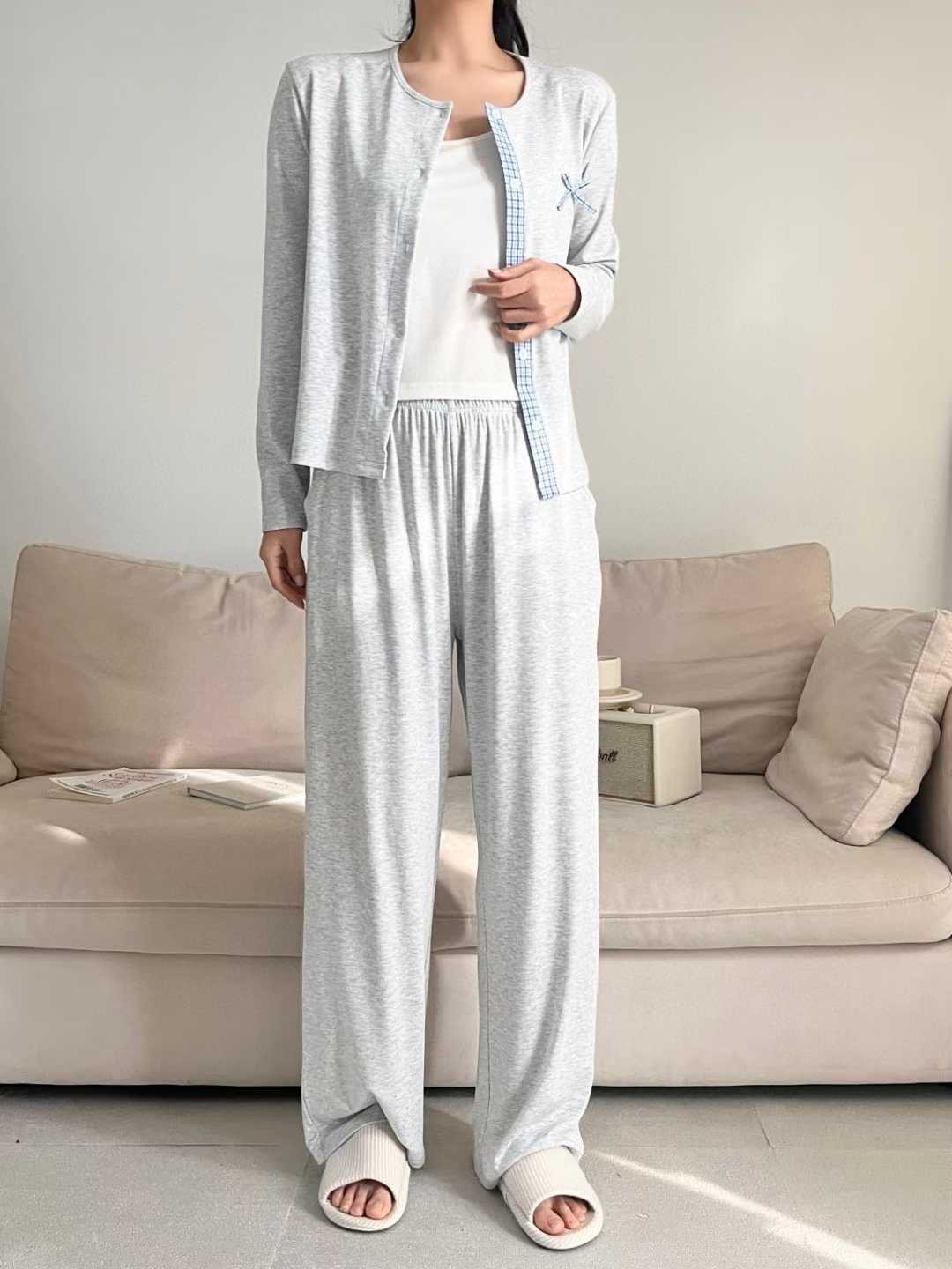 VICTORIA-P韓國直郵女裝新款熱賣休閑推薦時尚睡衣三件套VICTORIA睡衣