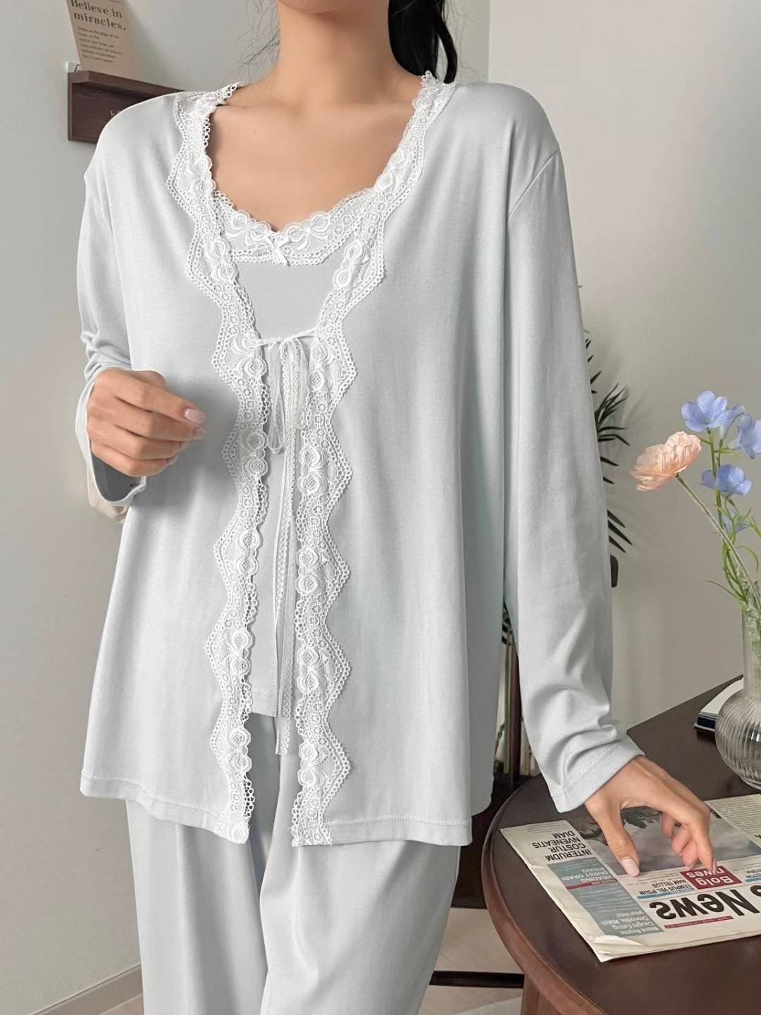 VICTORIA-P韓國直郵實拍女士新品熱賣時尚人氣睡衣三件套VICTORIA睡衣