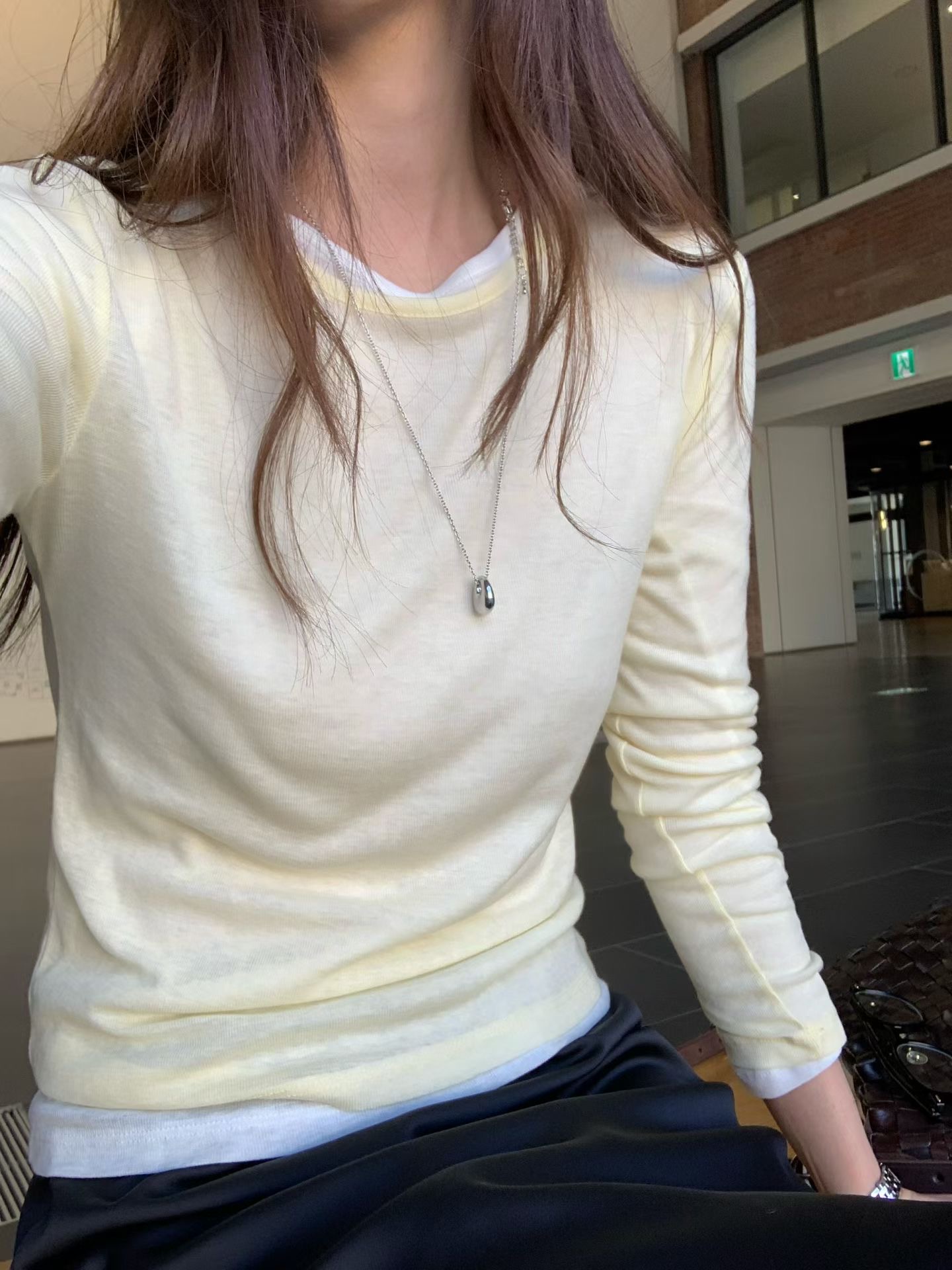 SLEEK-슬릭-OT韓國直郵女裝新款推薦長袖T恤不含內搭天絲SLEEK長袖T恤圖色1