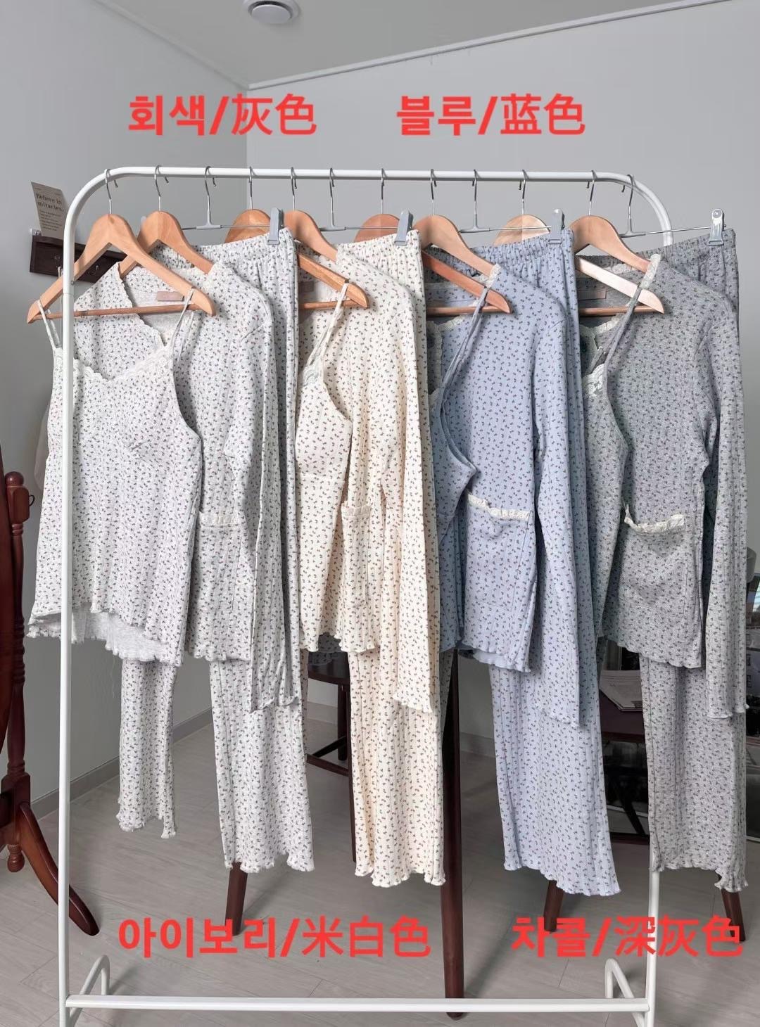 VICTORIA-P韓國東大門直郵女裝新品人氣休閑熱賣睡衣三件套VICTORIA睡衣