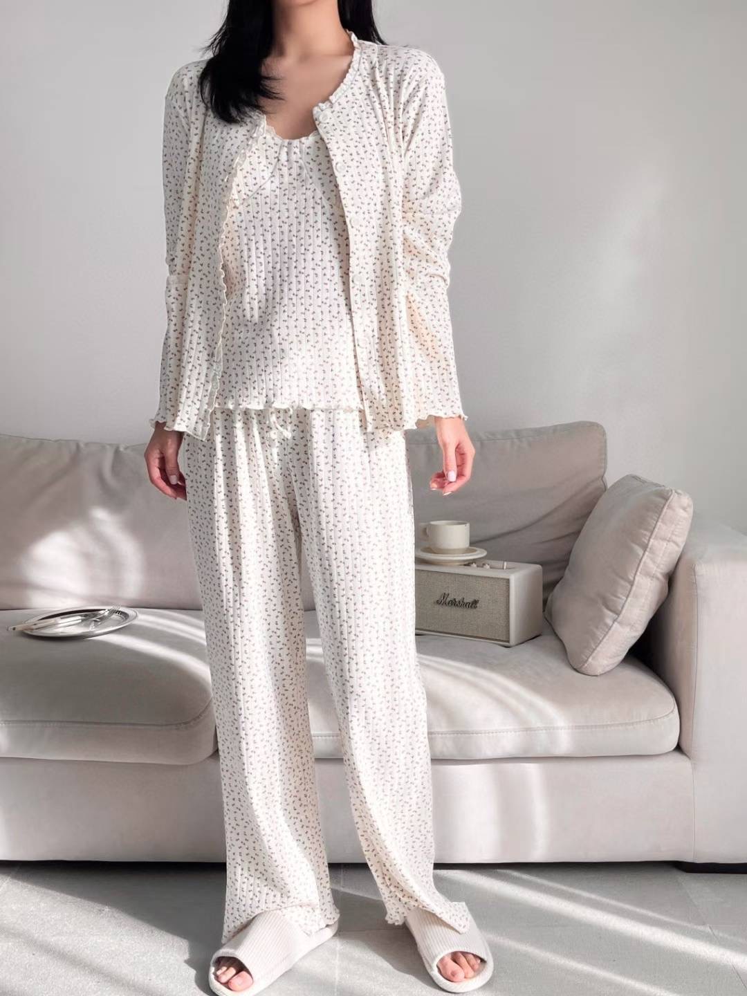 VICTORIA-P韓國東大門直郵女裝新品人氣休閑熱賣睡衣三件套VICTORIA睡衣