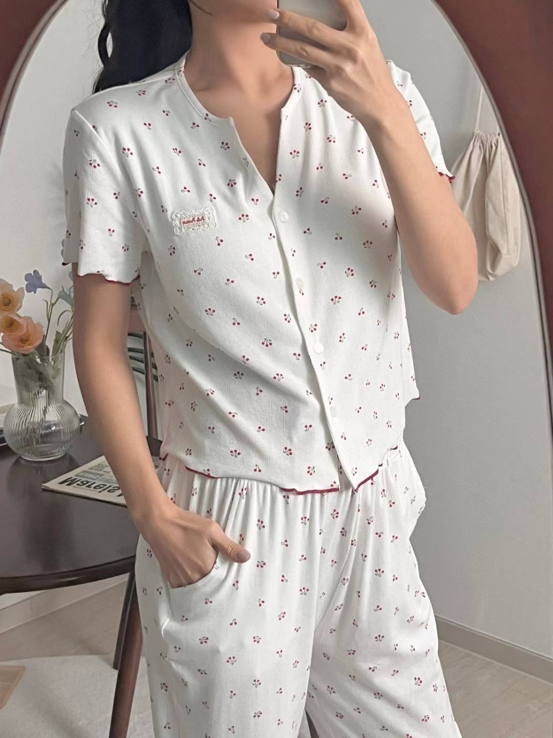 VICTORIA-P韓國東大門直郵女士新品休閑時尚職業睡衣兩件套VICTORIA睡衣