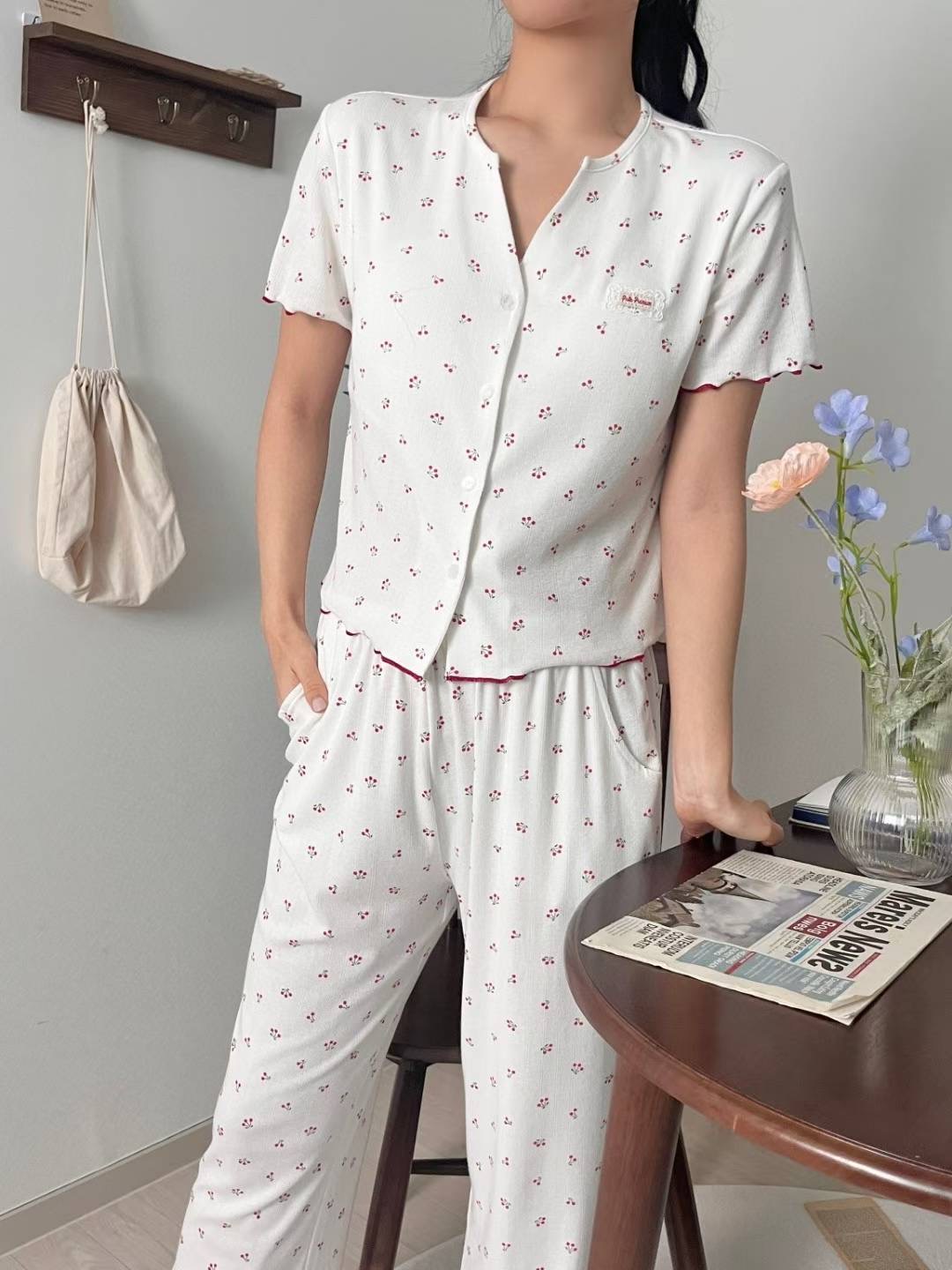 VICTORIA-P韓國東大門直郵女士新品休閑時尚職業睡衣兩件套VICTORIA睡衣