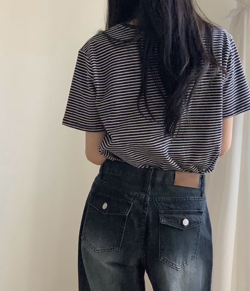 SLEEK-슬릭-OT韓國直郵女裝新款休閑26春夏人氣T恤條紋SLEEKT恤