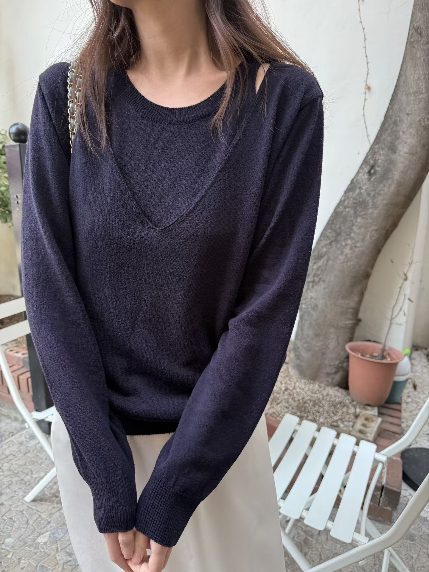 SLEEK-슬릭-OT韓國代購女裝新款職業推薦人氣針織衫假兩件SLEEK針織衫圖色1