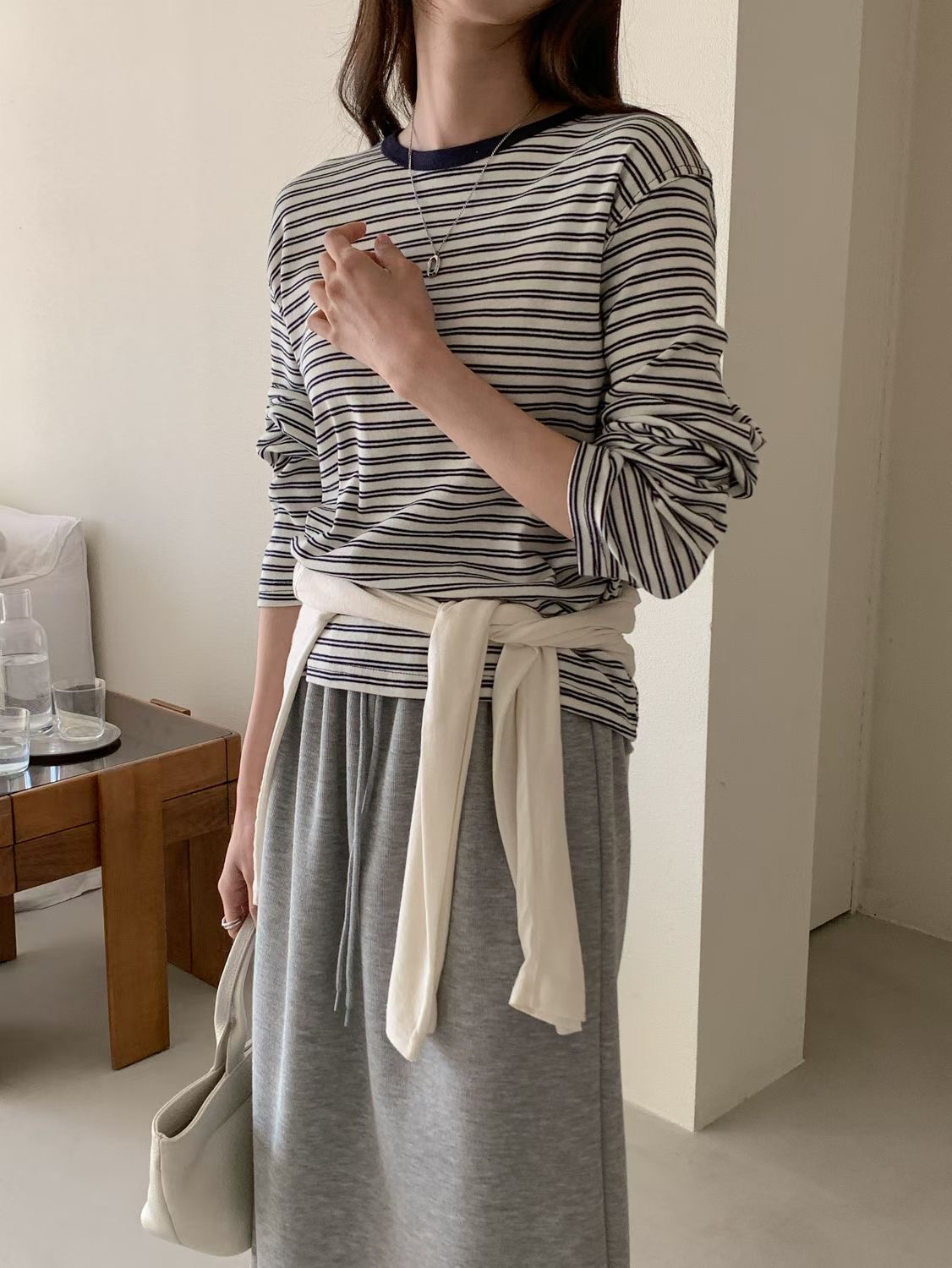 SUNDAY/FF韓國代購女士新品26春夏職業推薦人氣長袖T恤條紋SUNDAY/FF長袖T恤