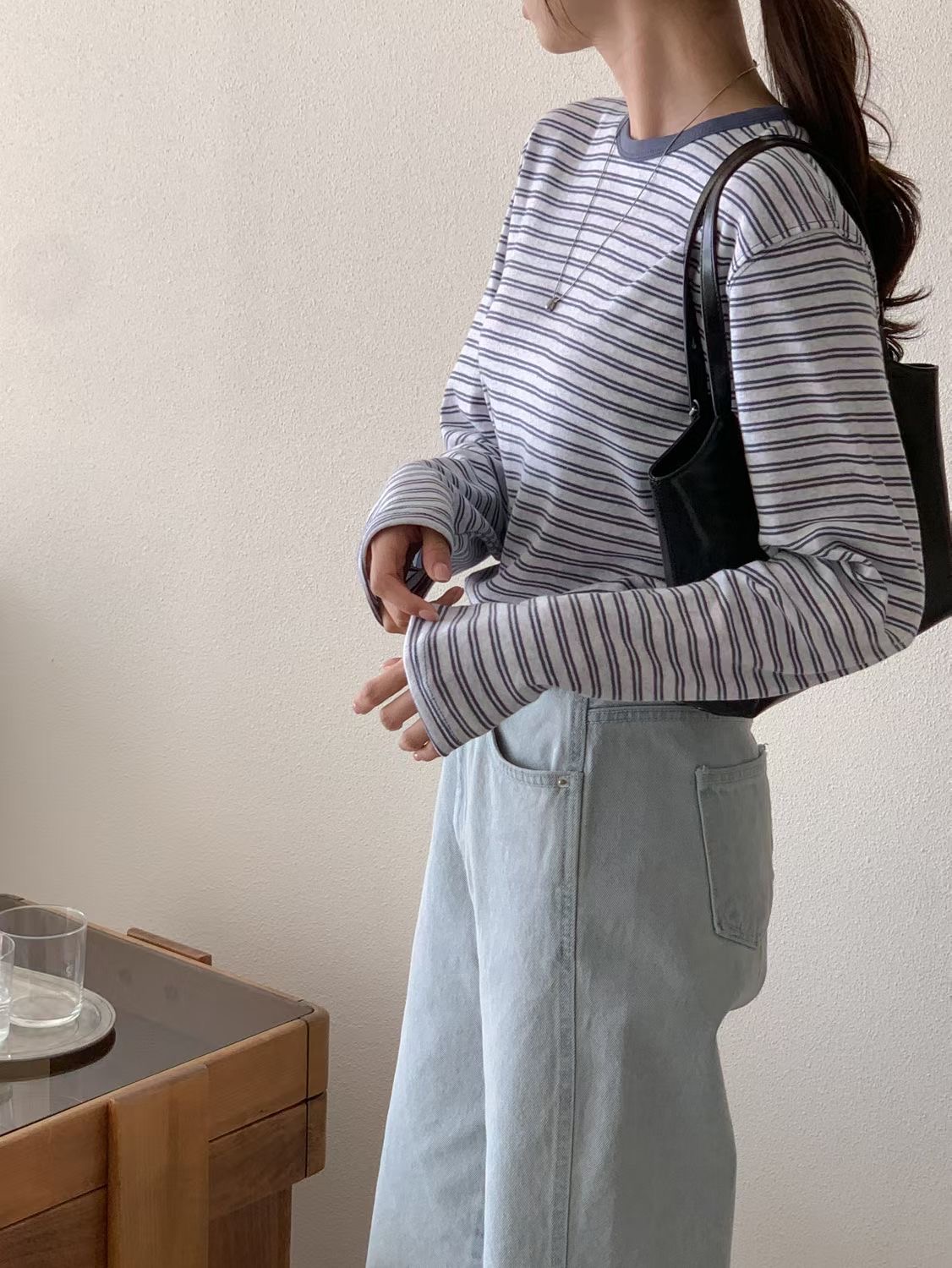 SUNDAY/FF韓國代購女士新品26春夏職業推薦人氣長袖T恤條紋SUNDAY/FF長袖T恤