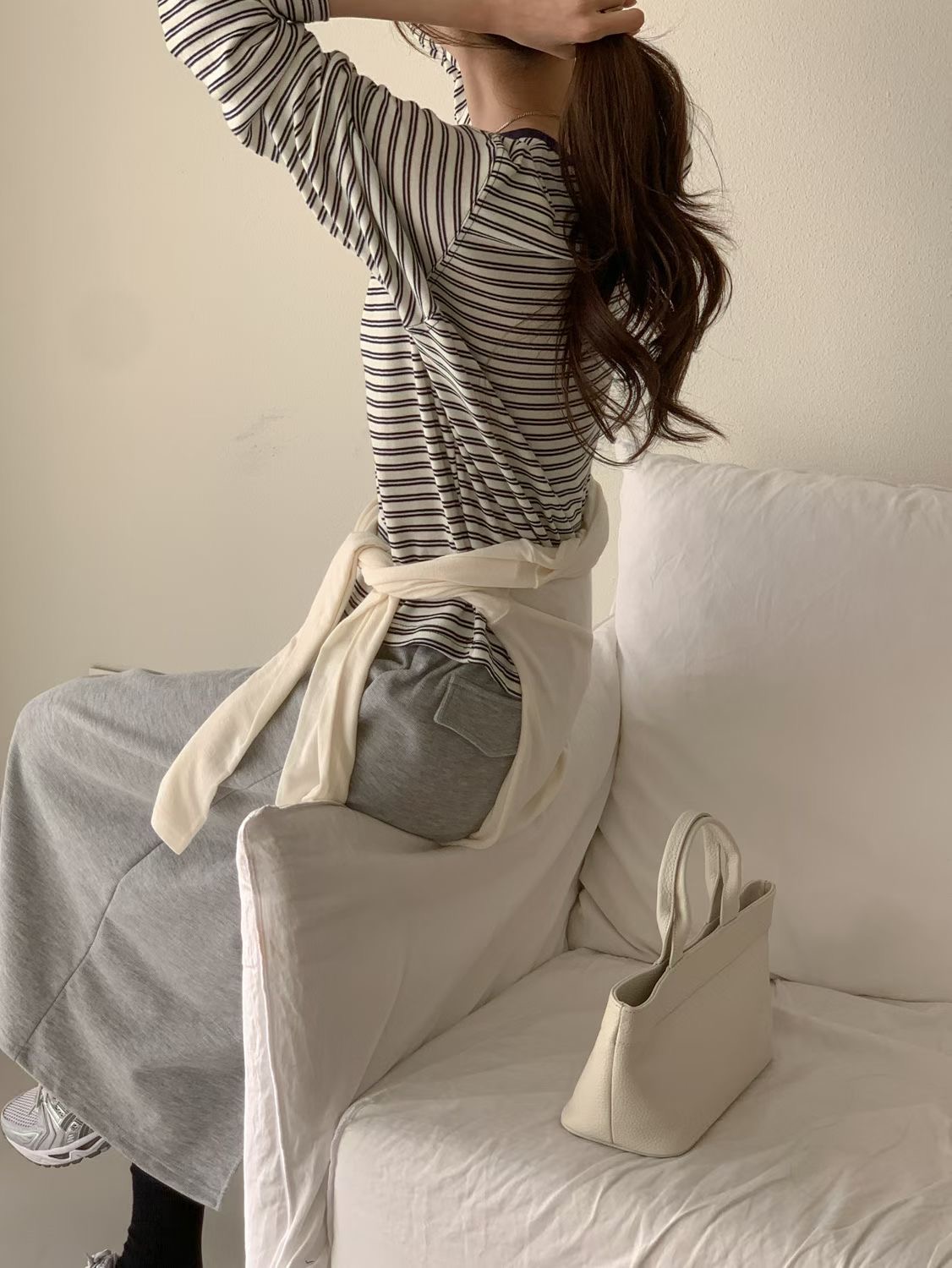 SUNDAY/FF韓國代購女士新品26春夏職業推薦人氣長袖T恤條紋SUNDAY/FF長袖T恤