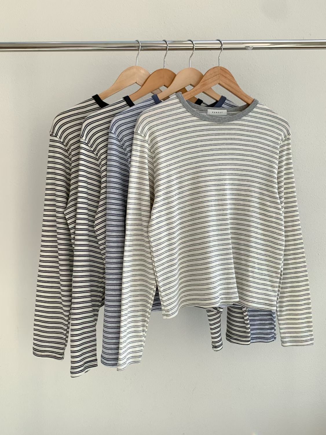 SUNDAY/FF韓國代購女士新品26春夏職業推薦人氣長袖T恤條紋SUNDAY/FF長袖T恤圖色4左四色