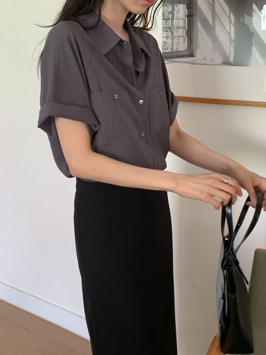 SUNDAY/FF韓國直郵實拍女裝新款時尚人氣休閑襯衫蕾絲衫SUNDAY/FF襯衫/蕾絲衫