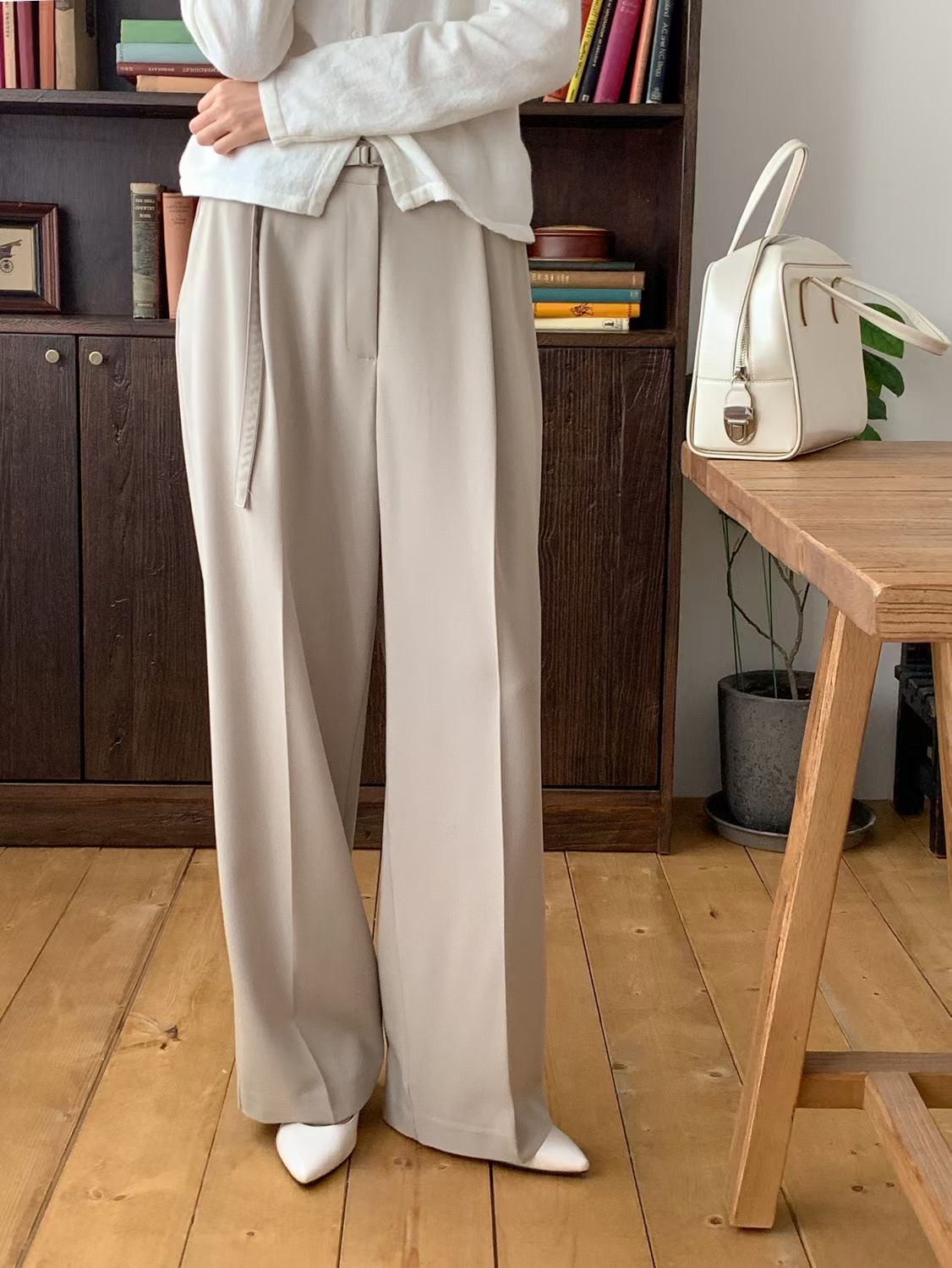 SUNDAY/FF韓國東大門代購女裝新品職業休閑人氣休閑褲腰帶SUNDAY/FF休閑褲