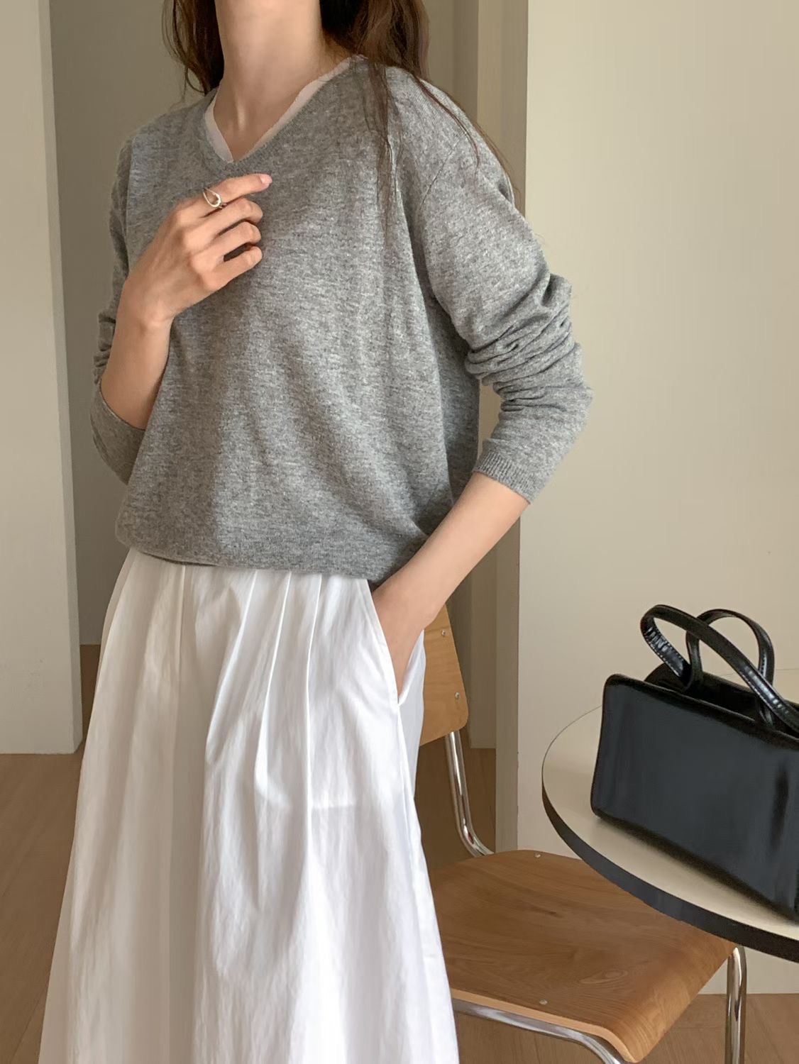 SUNDAY/FF東大門實拍女士新款休閑針織衫不含內搭真絲雪紡SUNDAY/FF針織衫圖色1