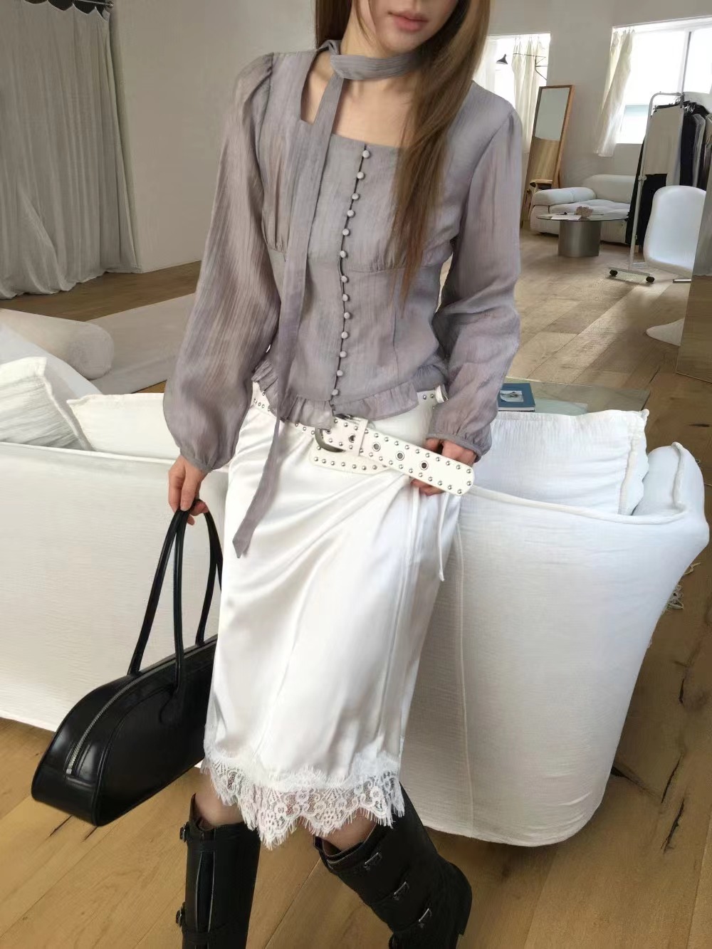 OUIR韓國代購女士新款人氣26春夏休閑職業時尚半身裙中短裙OUIR半身裙/中短裙