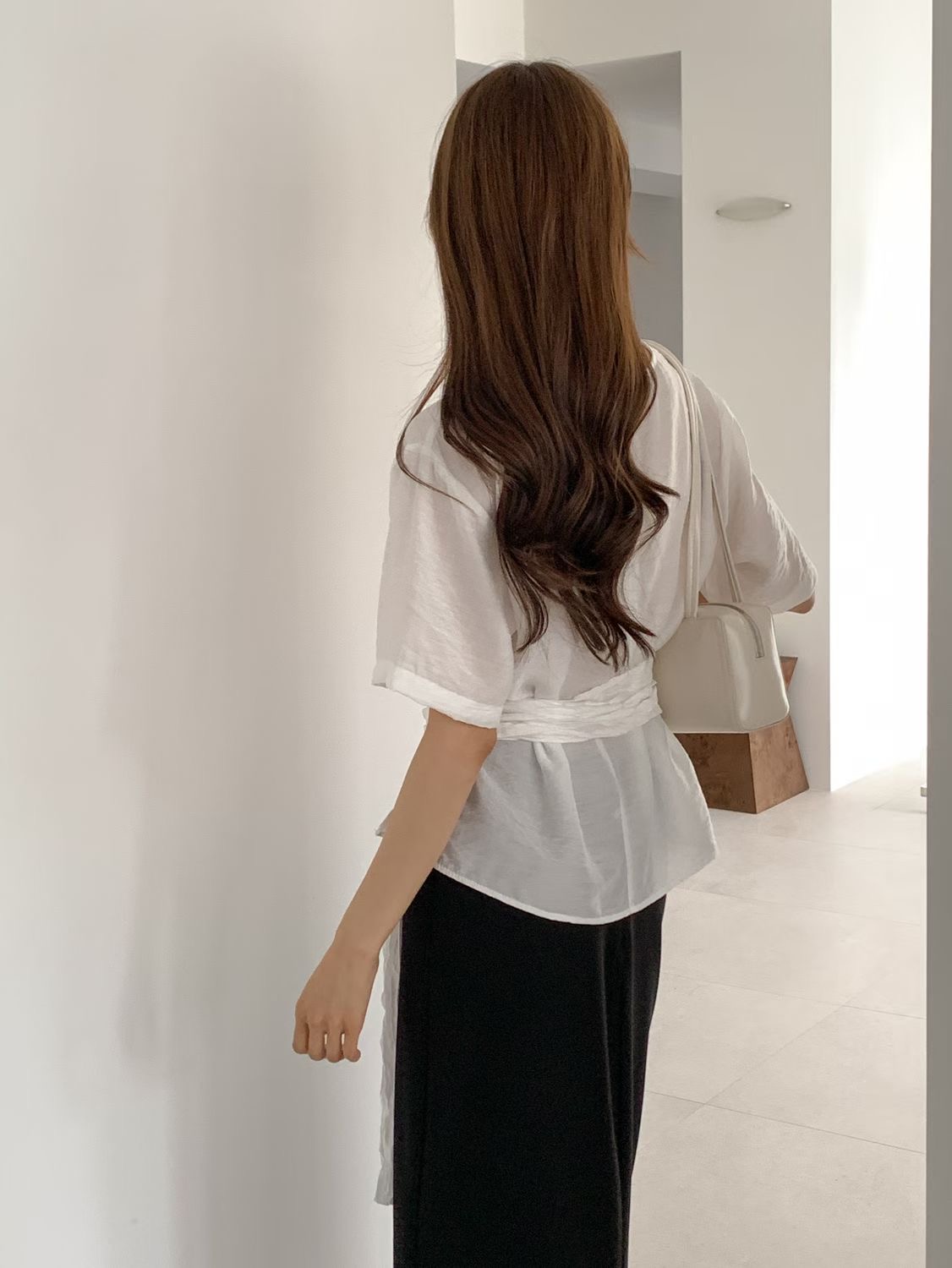 SUNDAY/FF韓國代購女裝新款26春夏真品襯衫蕾絲衫含脖帶SUNDAY/FF襯衫/蕾絲衫