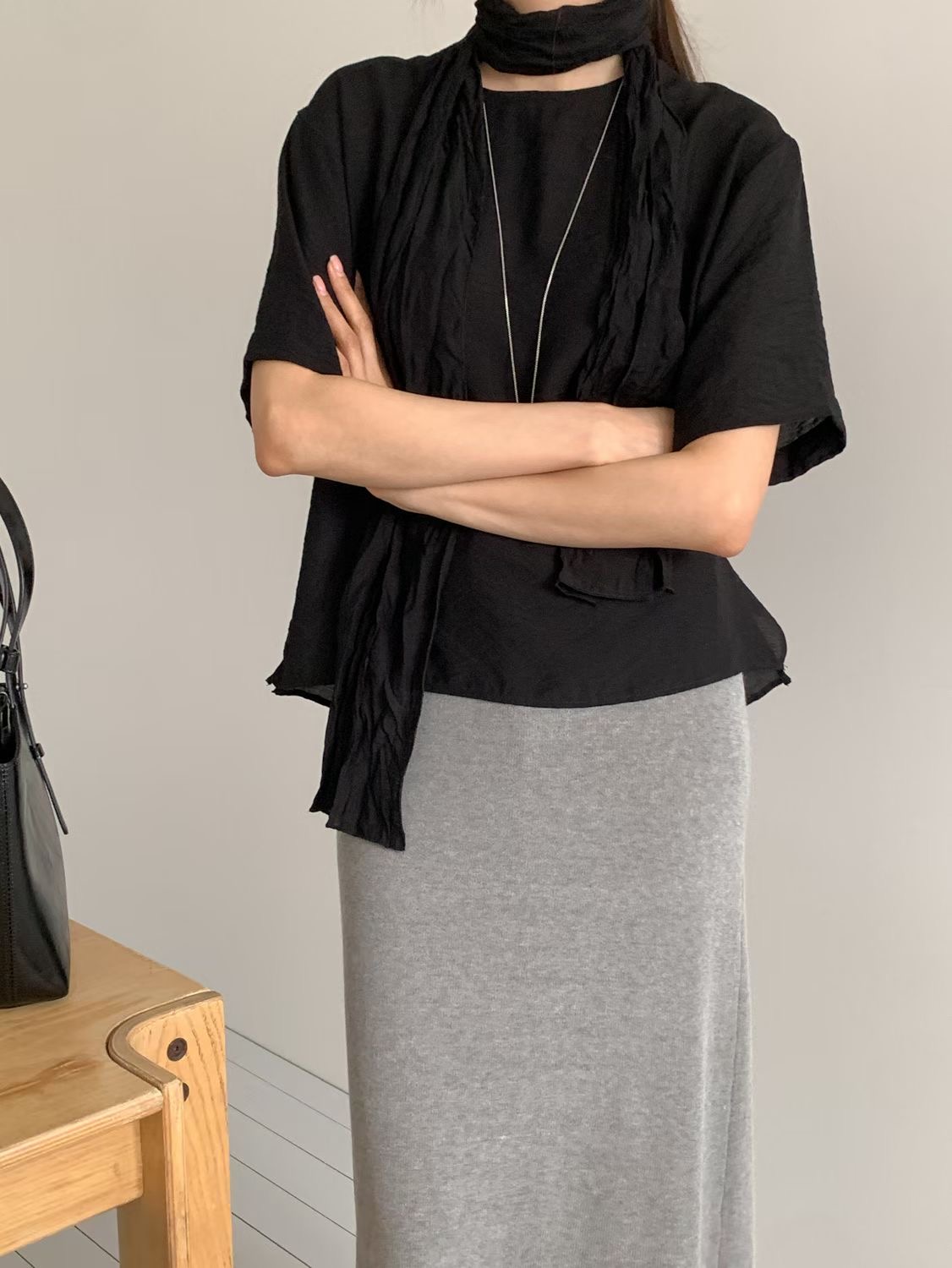 SUNDAY/FF韓國代購女裝新款26春夏真品襯衫蕾絲衫含脖帶SUNDAY/FF襯衫/蕾絲衫圖色1