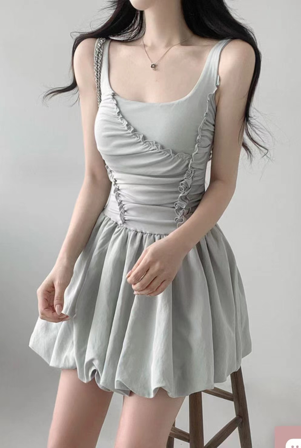 PLEASE/WW韓國直郵女士新品26春夏真品休閑連衣裙含脖帶PLEASE/WW連衣裙