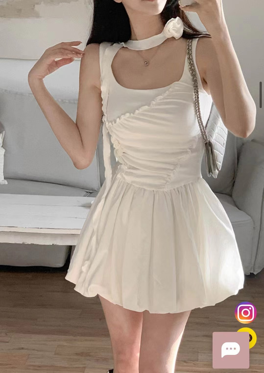 PLEASE/WW韓國直郵女士新品26春夏真品休閑連衣裙含脖帶PLEASE/WW連衣裙