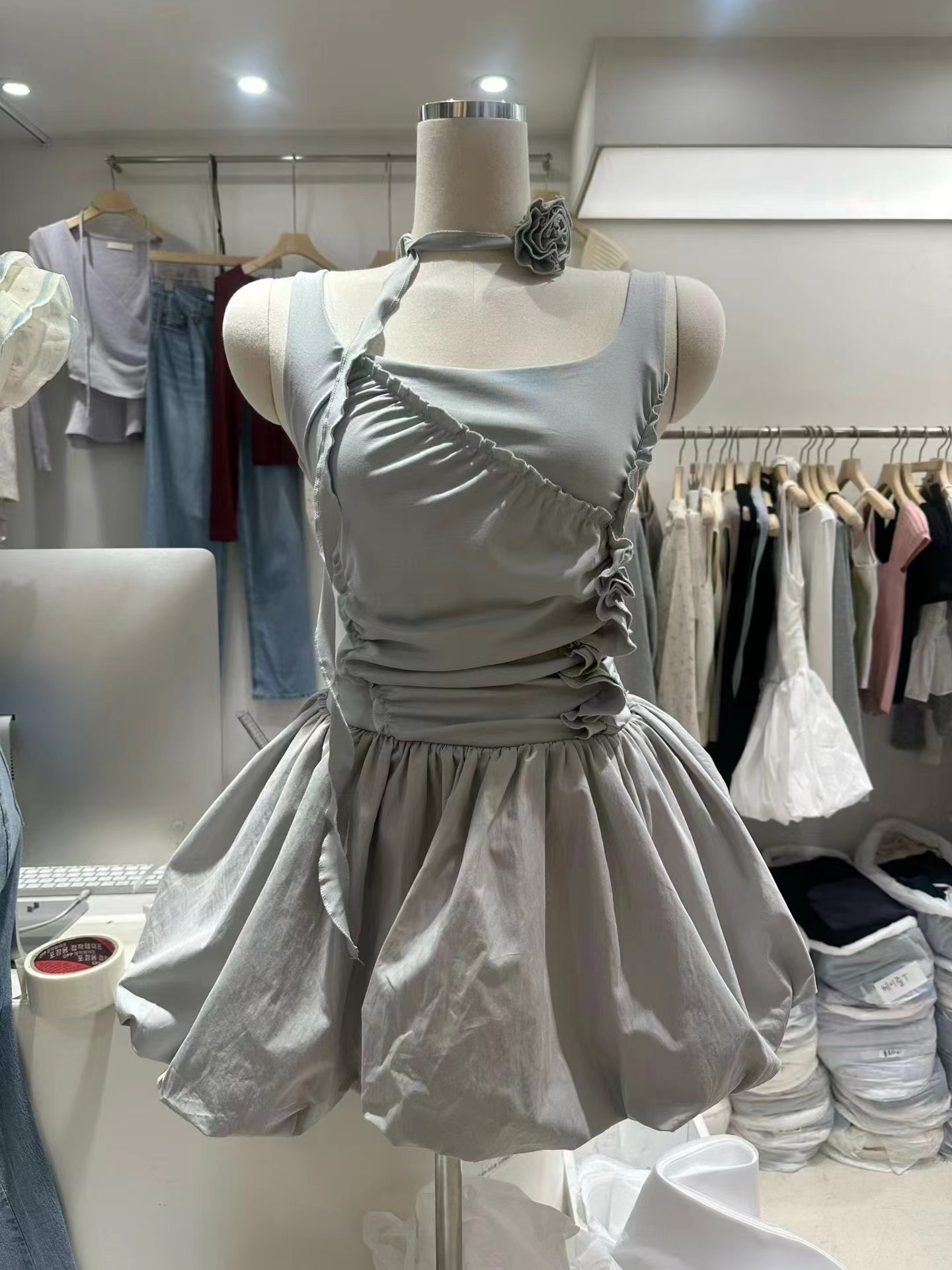 PLEASE/WW韓國直郵女士新品26春夏真品休閑連衣裙含脖帶PLEASE/WW連衣裙圖色3