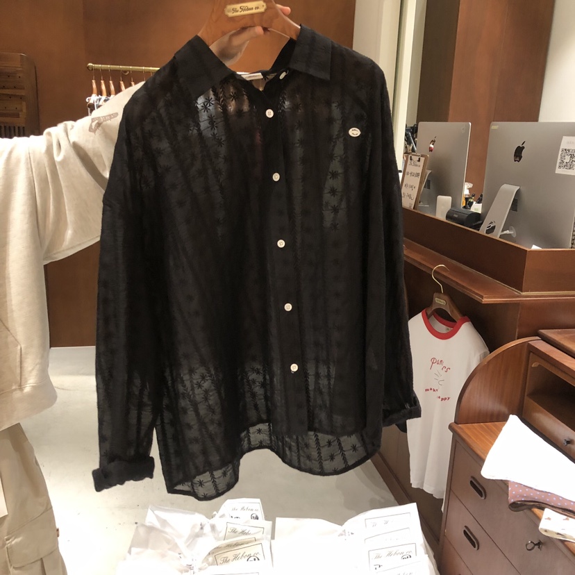 HEBON韓國東大門代購女裝新款職業人氣襯衫蕾絲衫天絲刺繡HEBON襯衫/蕾絲衫圖色2