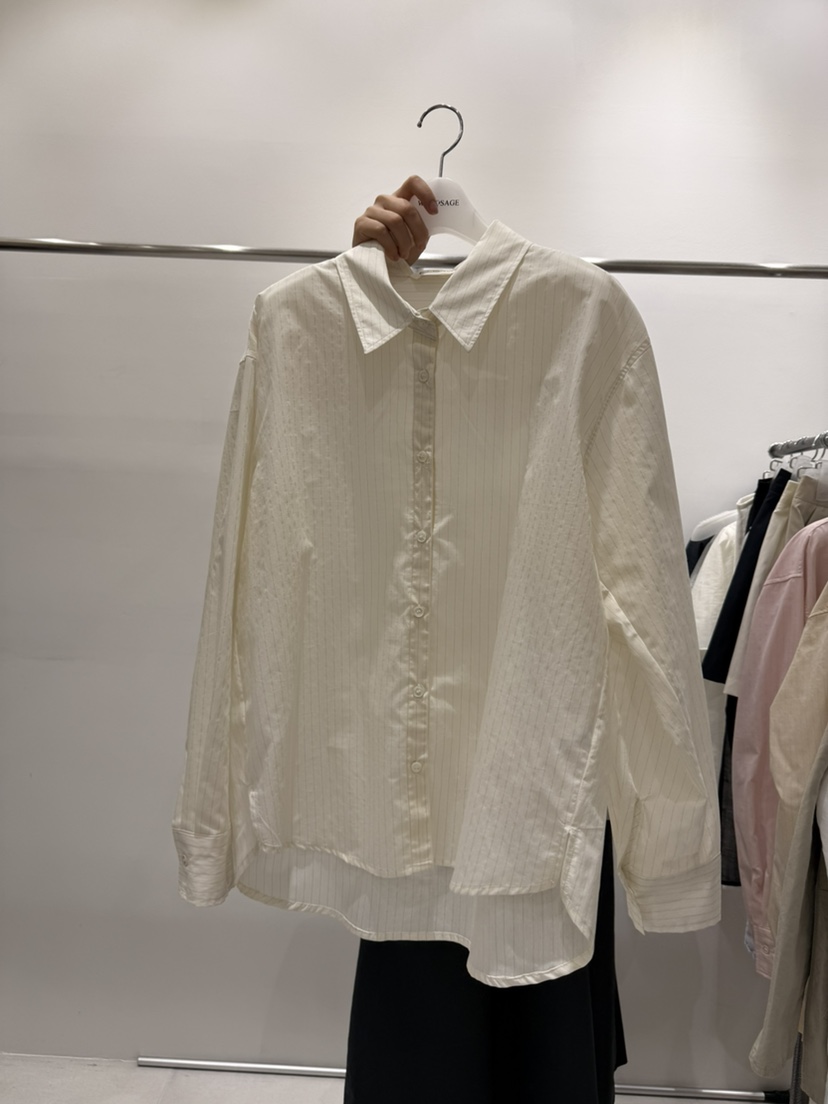 WOOD SAGE韓國直郵女士新品職業時尚熱賣襯衫蕾絲衫條紋WOOD SAGE襯衫/蕾絲衫圖色2