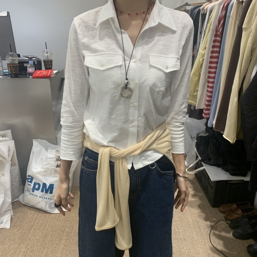 SELF SERVICE韓國直郵實拍女士新款職業26春夏長袖T恤寬松SELF SERVICE長袖T恤圖色1