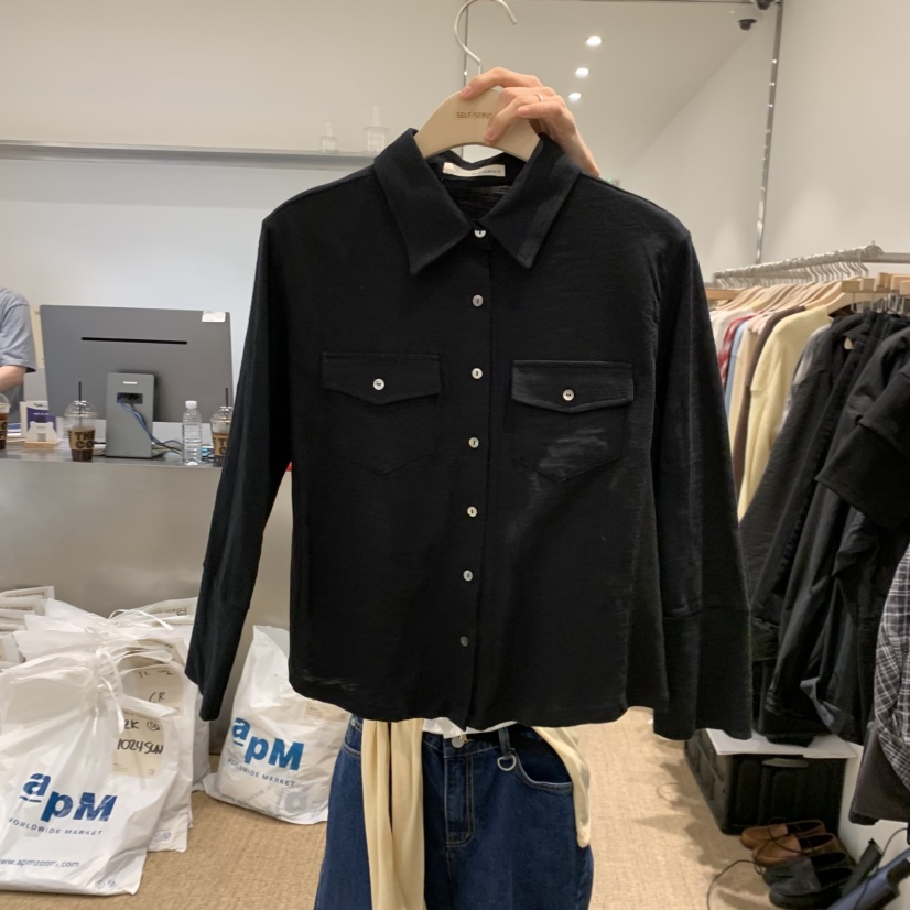 SELF SERVICE韓國直郵實拍女士新款職業26春夏長袖T恤寬松SELF SERVICE長袖T恤圖色2