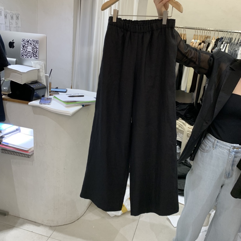 LE VASE韓國代購女士新款時尚26春夏職業推薦休閑褲亞麻LE VASE休閑褲圖色2