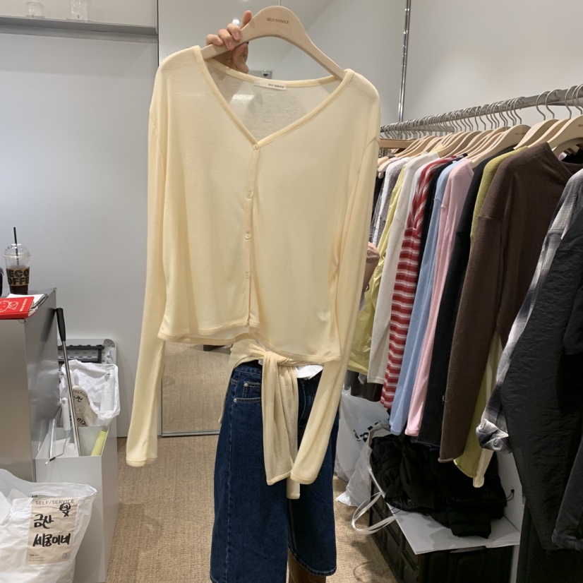 SELF SERVICE韓國直郵女裝新款時尚26春夏針織衫羊毛絲質開衫SELF SERVICE針織衫圖色2