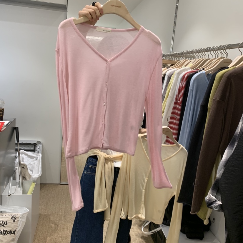 SELF SERVICE韓國直郵女裝新款時尚26春夏針織衫羊毛絲質開衫SELF SERVICE針織衫圖色3