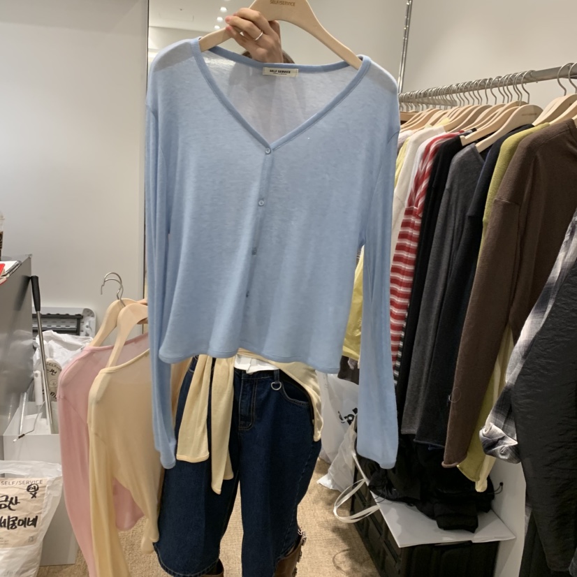 SELF SERVICE韓國直郵女裝新款時尚26春夏針織衫羊毛絲質開衫SELF SERVICE針織衫圖色4