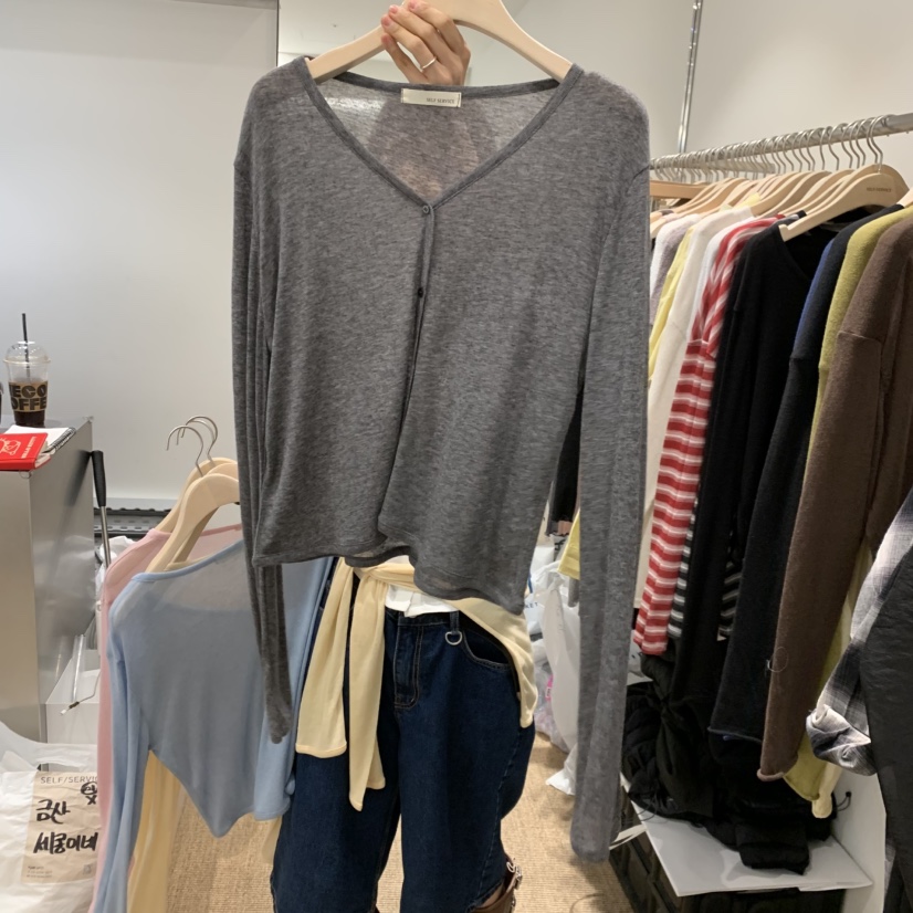 SELF SERVICE韓國直郵女裝新款時尚26春夏針織衫羊毛絲質開衫SELF SERVICE針織衫圖色5