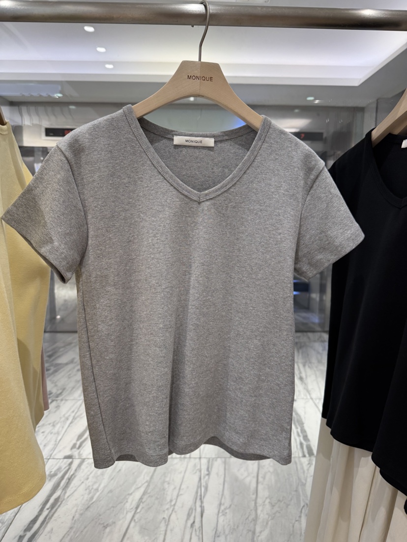 MONIQUE韓國東大門直郵女裝新款職業時尚休閑熱賣推薦T恤V領MONIQUET恤圖色4