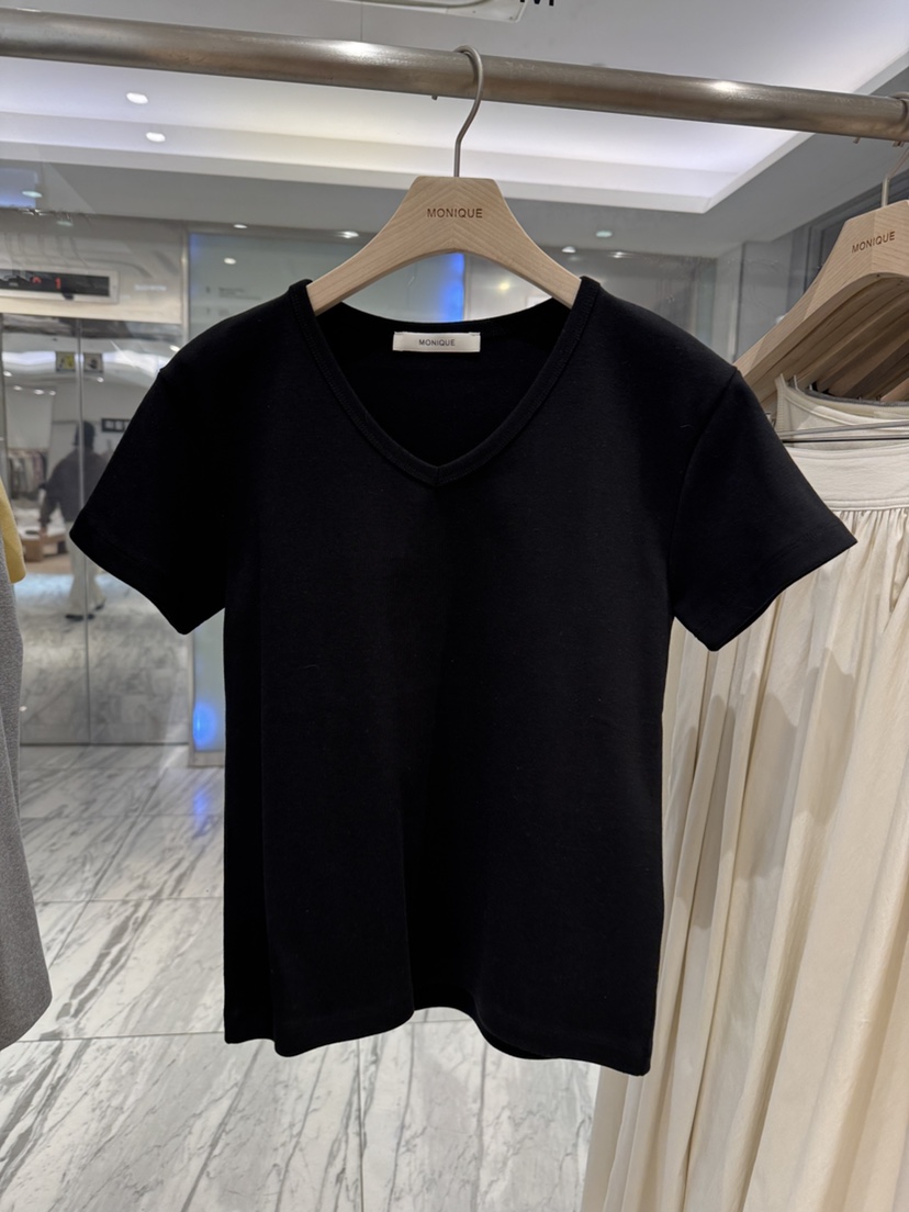 MONIQUE韓國東大門直郵女裝新款職業時尚休閑熱賣推薦T恤V領MONIQUET恤圖色5