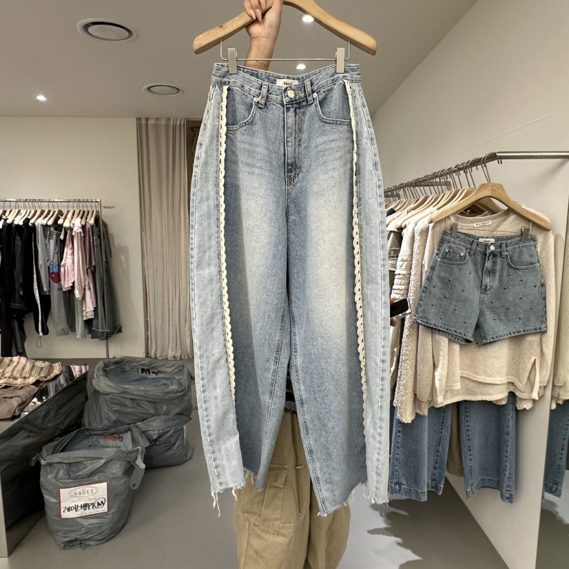 VAULT韓國直郵女裝新款職業休閑人氣推薦26春夏牛仔褲蕾絲VAULT牛仔褲圖色1