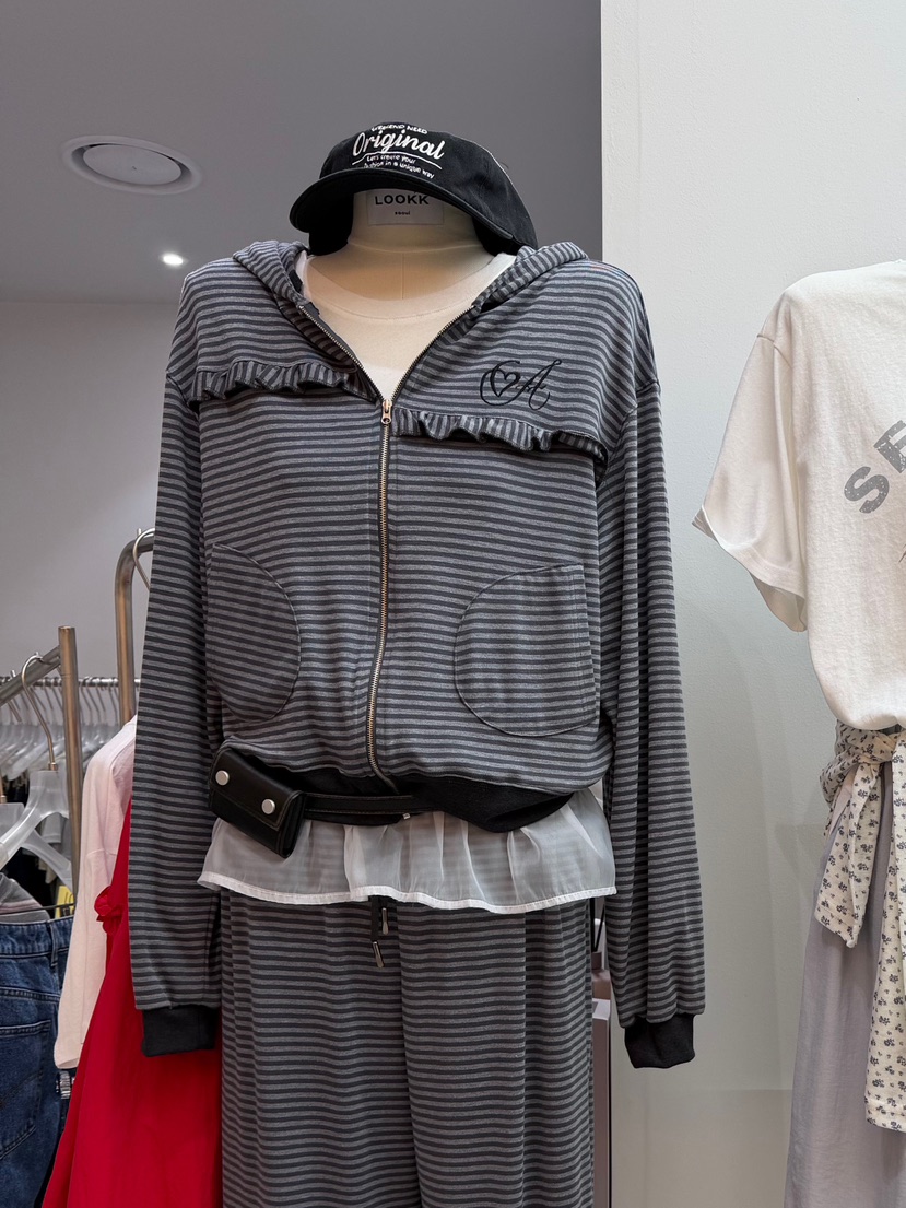 LOOKK/MIMME韓國直郵實拍女裝新款26春夏熱賣衛衣刺繡拉鏈LOOKK/MIMME衛衣圖色1