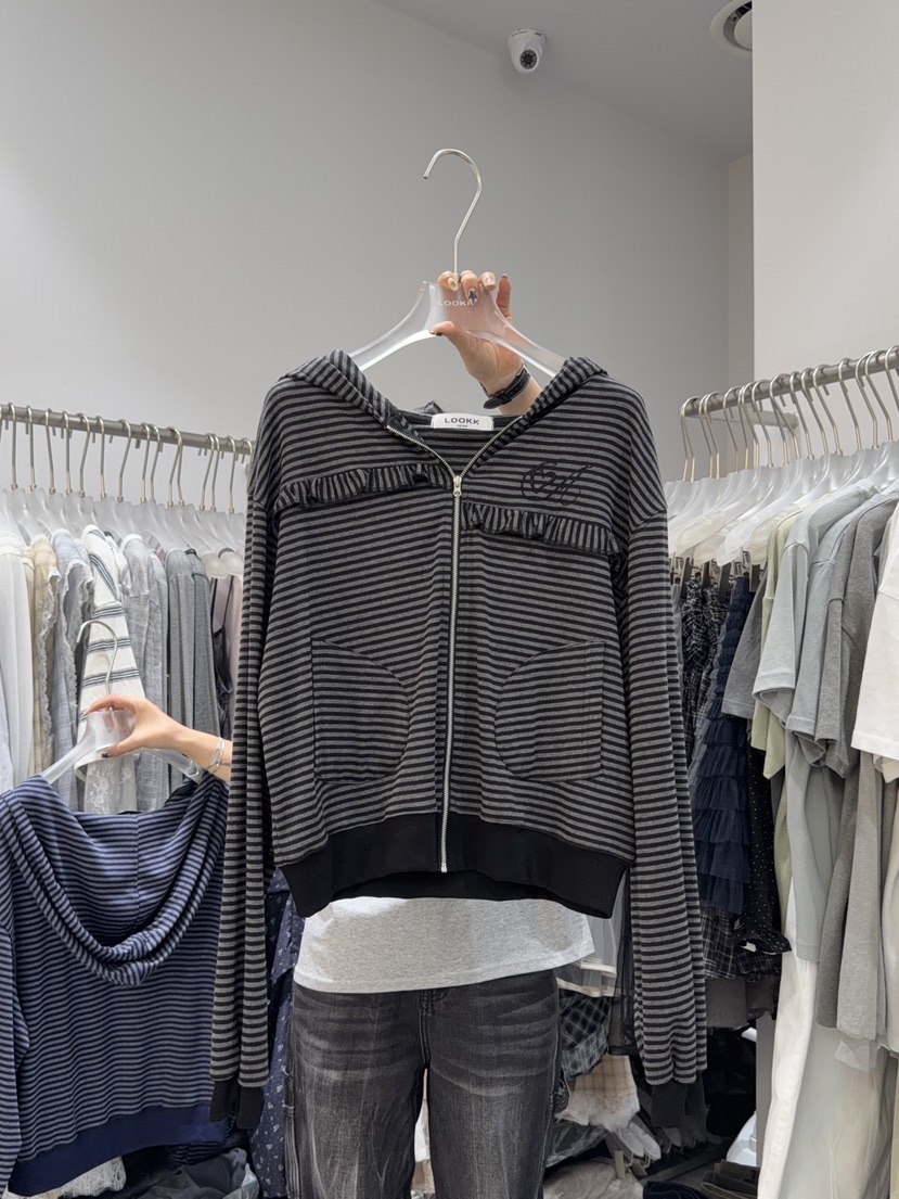 LOOKK/MIMME韓國直郵實拍女裝新款26春夏熱賣衛衣刺繡拉鏈LOOKK/MIMME衛衣圖色2