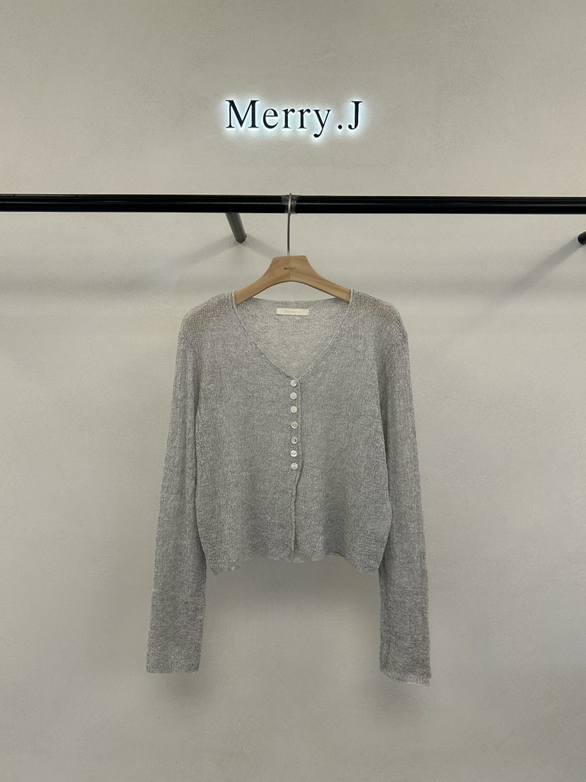 MERRY-J韓國直郵實拍女裝新品人氣休閑針織衫V領柔軟開衫MERRY-J針織衫圖色1