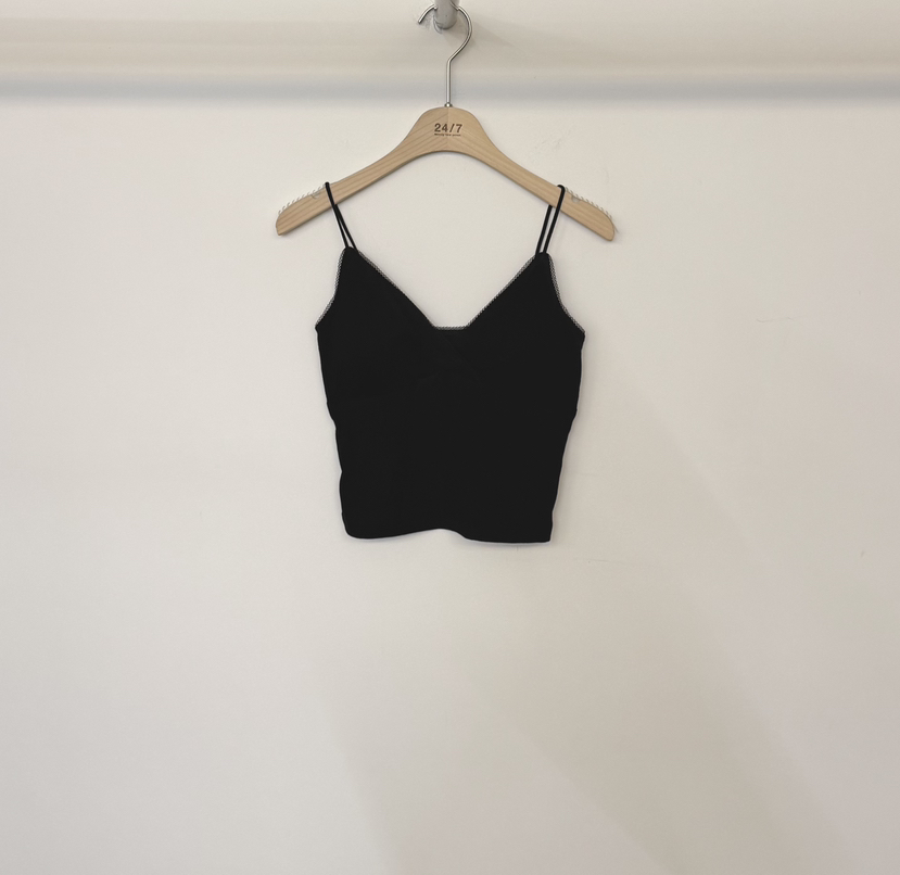TWENTY FOUR SEVEN24-7韓國直郵女裝新款人氣吊帶背心V領柔軟TEWNTY FOUR SEVEN24-7吊帶/背心圖色2黑色