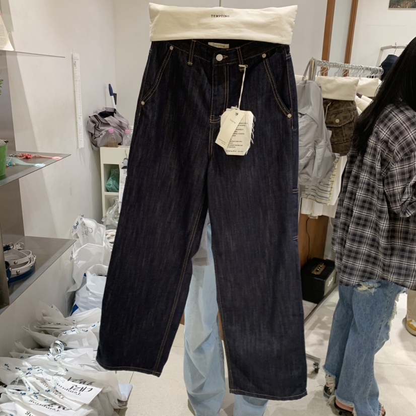 TEMPTING韓國直郵實拍女裝新品熱賣人氣職業牛仔褲不褪色TEMPTING牛仔褲
