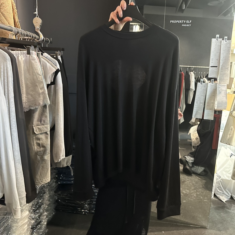 ELF-L韓國東大門直郵女士新款職業熱賣休閑推薦長袖T恤開衩PROJECT ELF/ELF-L長袖T恤圖色4黑色