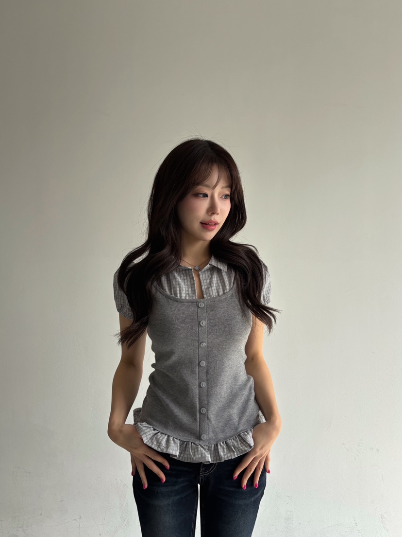 TOO HOT韓國直郵實拍女士新品26春夏熱賣襯衫蕾絲衫假兩件TOO HOT襯衫/蕾絲衫