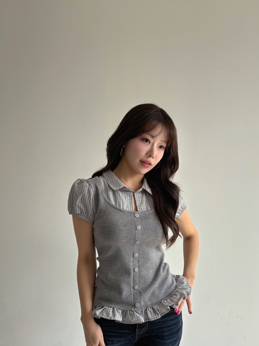 TOO HOT韓國直郵實拍女士新品26春夏熱賣襯衫蕾絲衫假兩件TOO HOT襯衫/蕾絲衫