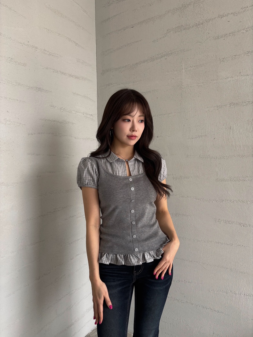 TOO HOT韓國直郵實拍女士新品26春夏熱賣襯衫蕾絲衫假兩件TOO HOT襯衫/蕾絲衫