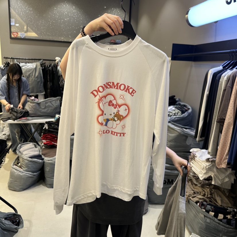 CREDITO韓國直郵女士新品休閑人氣熱賣時尚推薦26春夏長袖T恤CREDITO長袖T恤圖色2