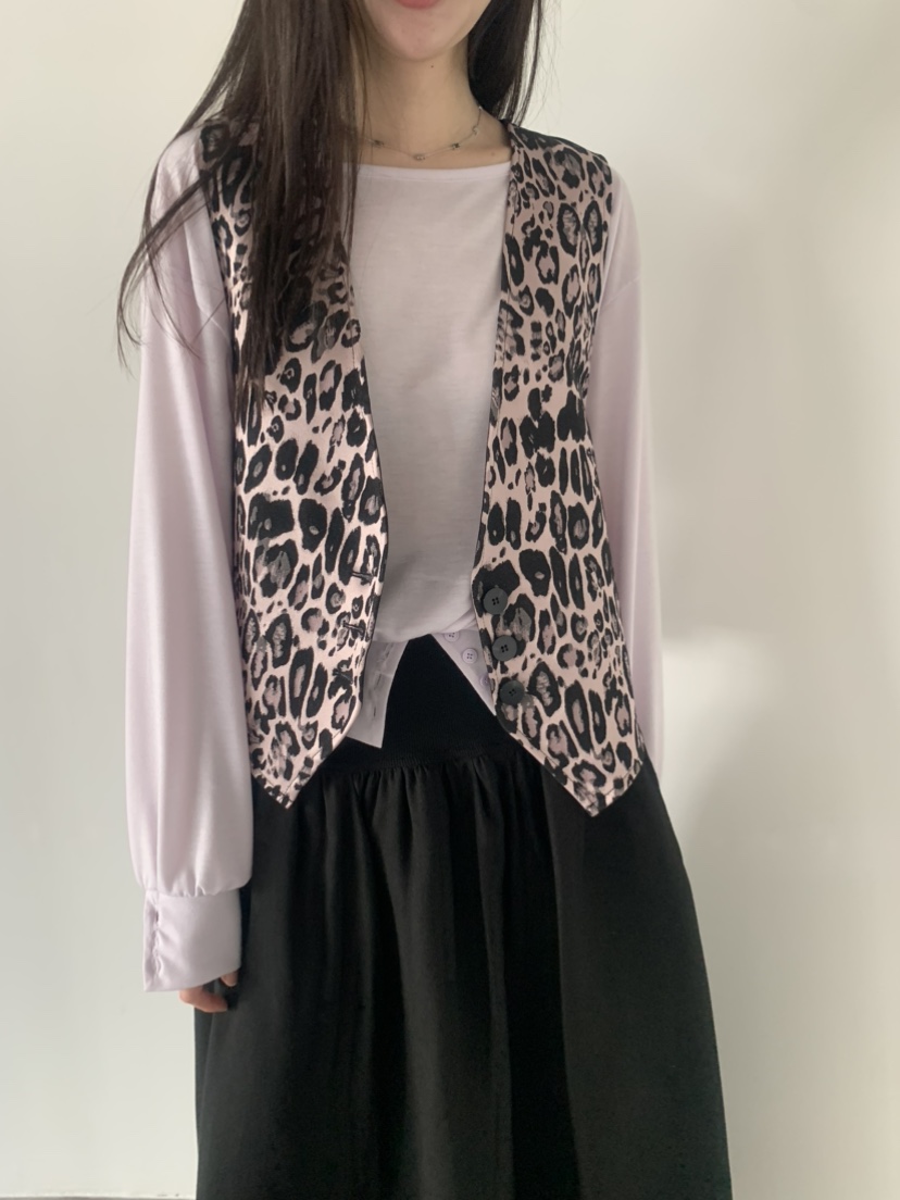 LE AVE韓國直郵實拍女裝新款熱賣時尚26春夏休閑馬甲豹紋LE AVE馬甲